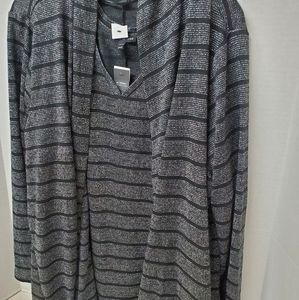 Lane Bryant 2pc Cardigan & Tank Set Black Silver Metallic New Plus 22/24